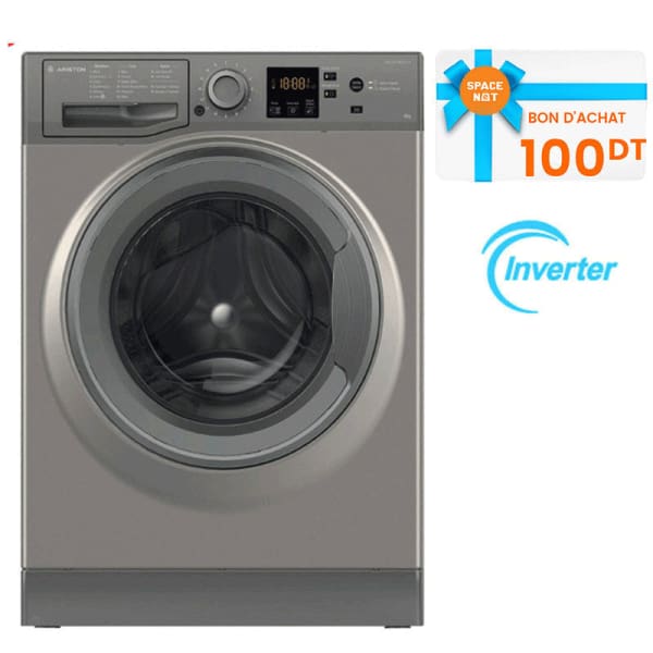 Machine à Laver Frontale Ariston 9Kg Silver (NSWM925CGGMA) Machine à Laver Frontale Ariston 9Kg Silver (NSWM925CGGMA)